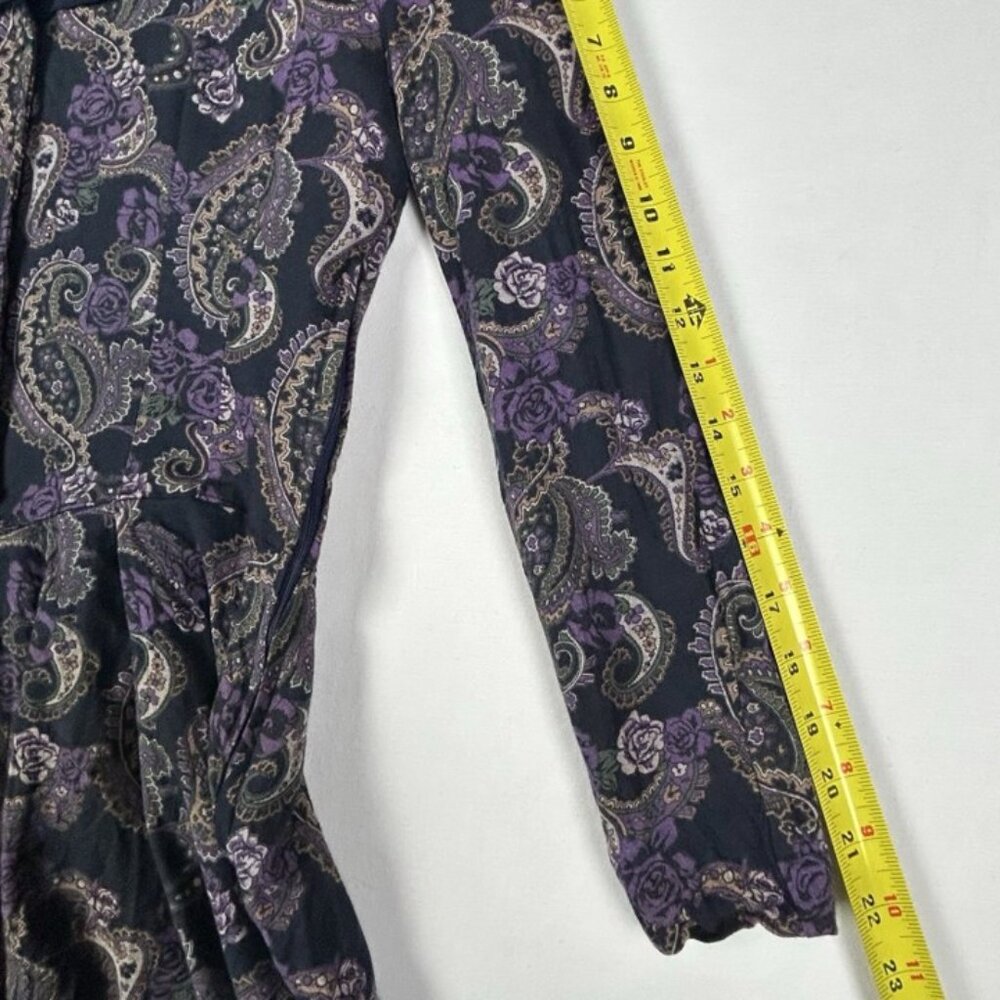 Vtg Laura Ashley Midi Blue Purple Paisley Basque Dress Modest Cottagecore US 8 - Picture 12 of 16